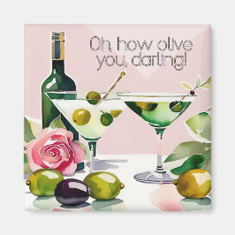 Åh, jag älskar dig! Punny 50-talets stil martini m Magnet