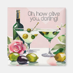 Åh, jag älskar dig! Punny 50-talets stil martini m Magnet