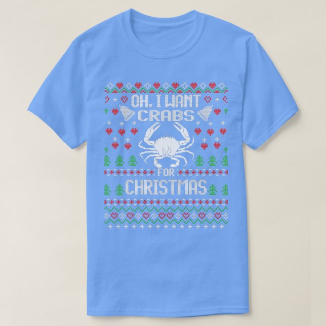 Åh, jag vill ha krabbor till jul, jättegod julsvet t shirt (Design framsida)