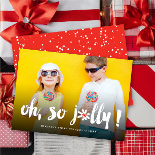 Åh, Jolly! Modern Roligt för Pom Push Script-skrip Julkort