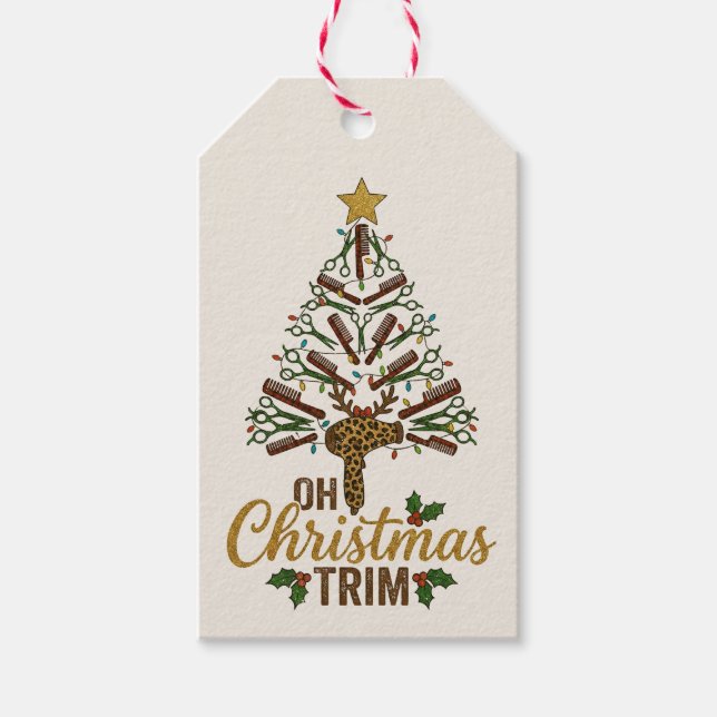 Åh jul frisörsalong julgran presentetikett (Framsidan)