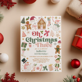 Åh jul tre 3:e födelsedag jul tema Festiv Inbjudningar