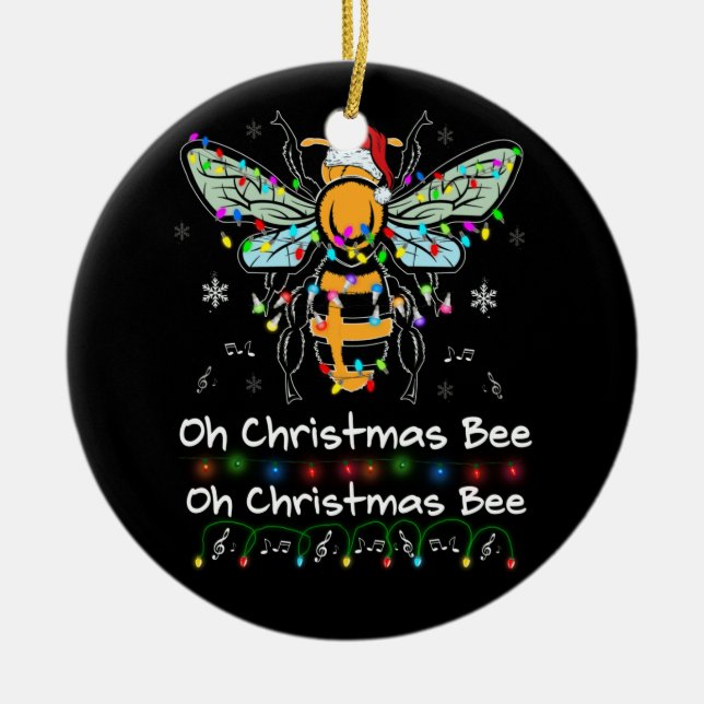 Åh JulBee Bee Santa Hat Bee Light Jul Julgransprydnad Keramik (Framsidan)
