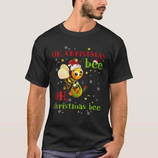 Åh JulBee - Bee Santa Hat Gift - God jul T Shirt (Framsida)