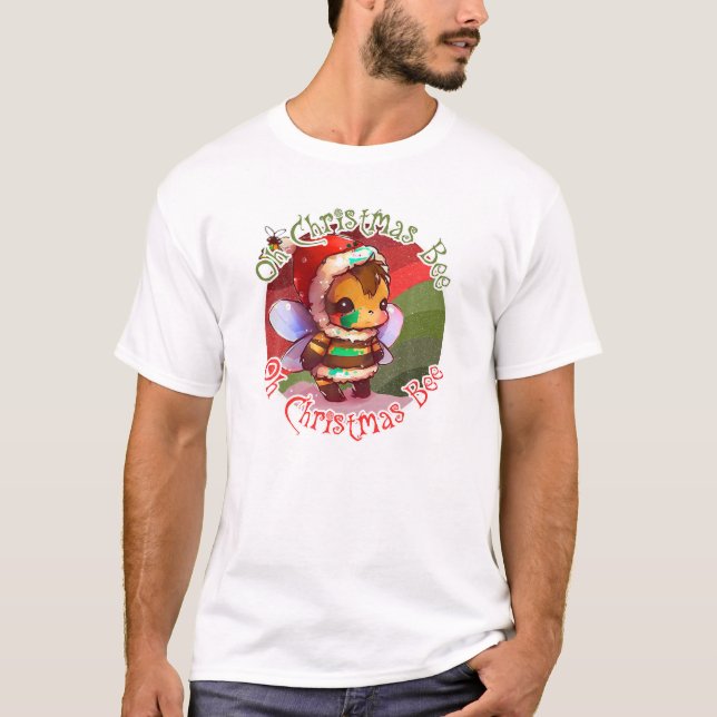 Åh JulBee Cute Kawaii Julafton Bee Jul T T Shirt (Framsida)
