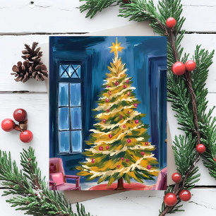 Åh julgran Merry Watercolor Helg Vykort