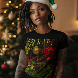 Åh Julgran Red & Guld Ornaments Kvinnor Tee