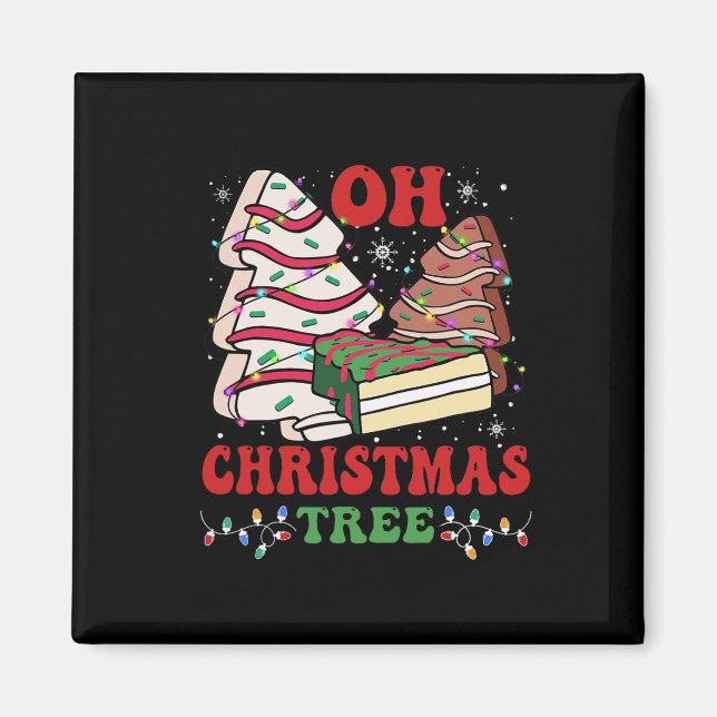 Åh julgranstårta Xmas-ljus Rolig matchande  Magnet (Framsidan)