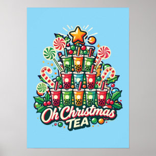Åh, jultea - Funny Boba Bubble Tea Helgdag Poster