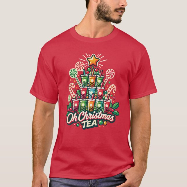 Åh, jultea - Funny Boba Bubble Tea Helgdag T Shirt (Framsida)
