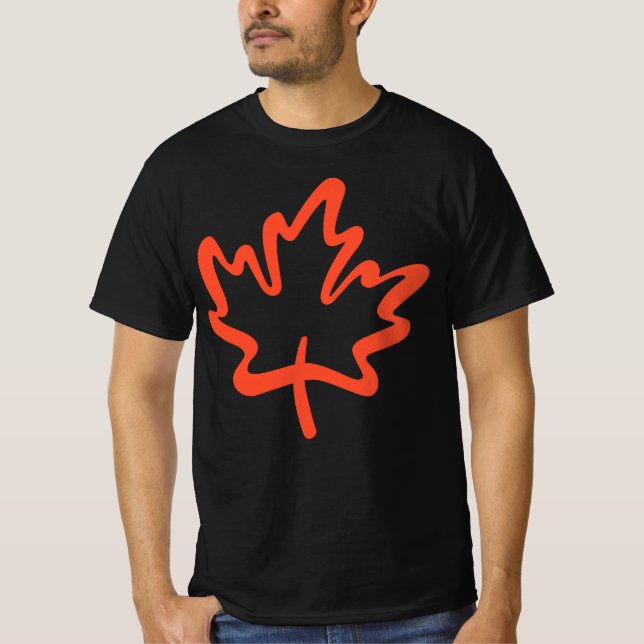 Åh, Kanada! Dag Canadian Maple Löv Big Red Black T Shirt (Framsida)