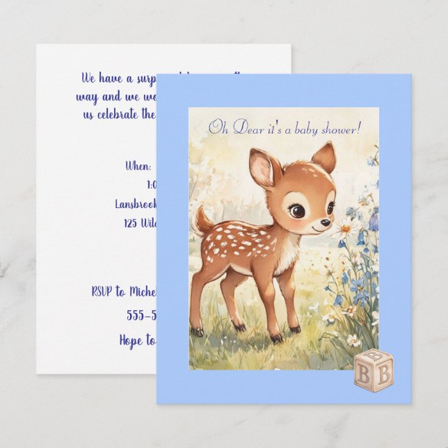 Åh kära baby shower digital nedladdningsbar inbjud inbjudningar (Fram/baksida)