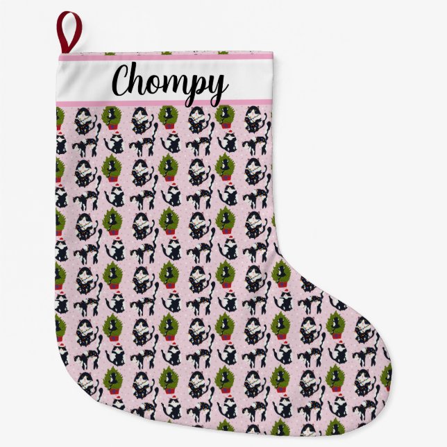 Åh! Katten ligger i Träd Stor Julstrumpa (Framsidan)