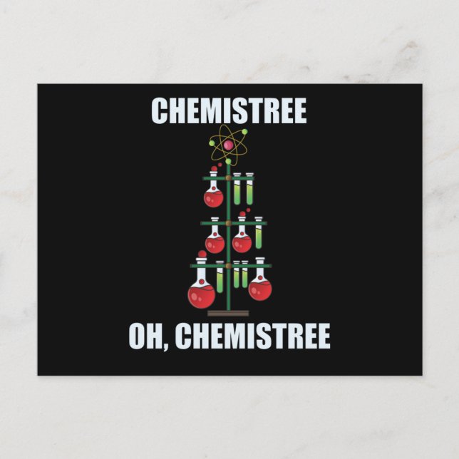 Åh Kemistträd Jul Kemi Kemilärare Vykort (Framsida)