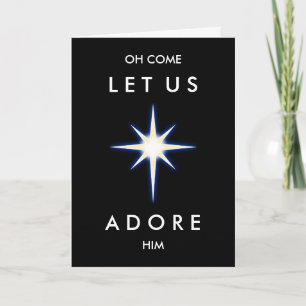 Åh Kom, låt oss Adore honom med julstjärnan Helgkort