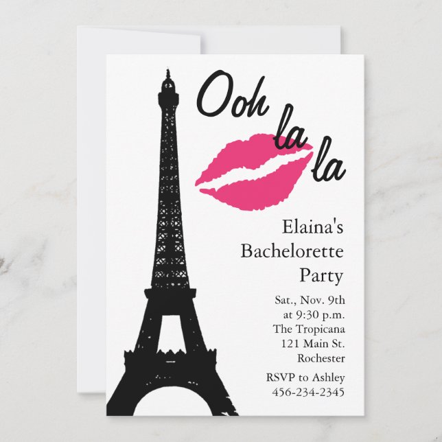 Åh, la! Bachelorette Party (vita) Inbjudningar (Framsida)