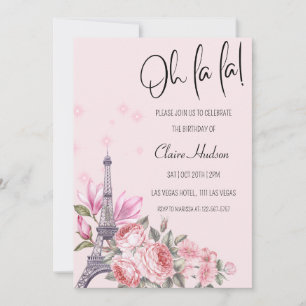 Åh La Chic Paris Thned Födelsedagsfest Inbjudningar