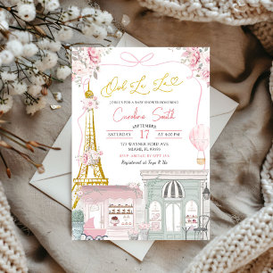 Åh La Fransk Parisian Cafe Baby Shower Inbjudningar