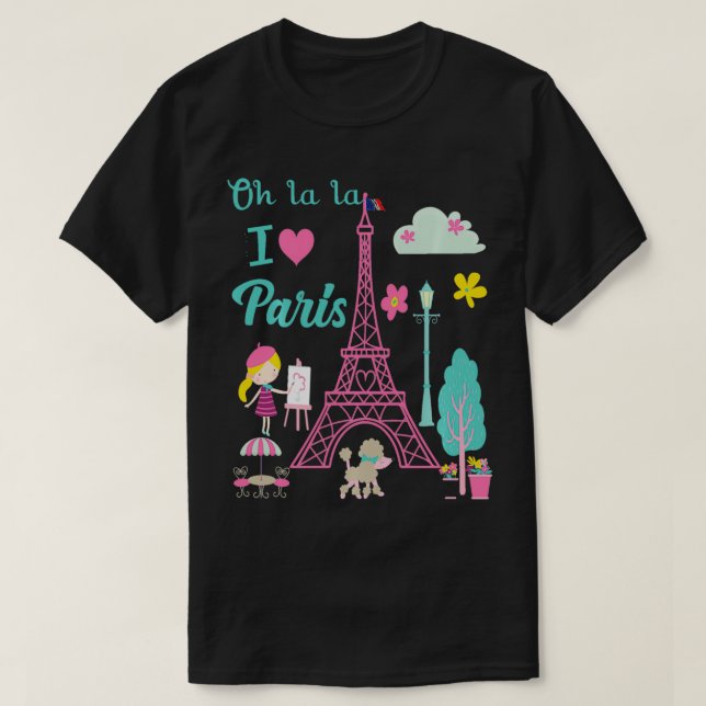 Åh la I kärlek Paris Eiffel torn Fransk Traditio T Shirt (Design framsida)