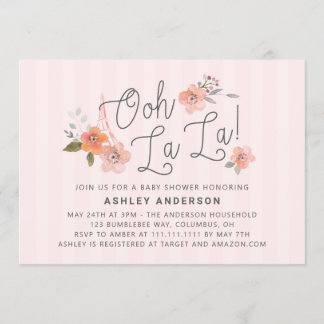 Åh La La Fransk Baby Shower-inbjudan Inbjudningar