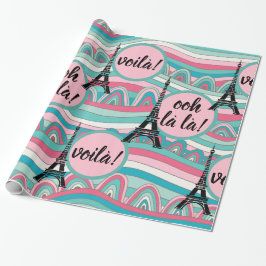 Åh la la! Voila! Fransk Eiffel Torn Presentpapper