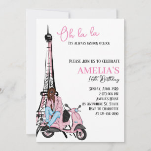Åh la Paris Rosa Birthday-inbjudan Inbjudningar