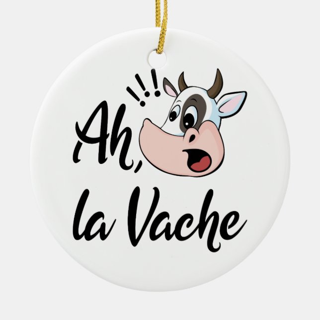 Ah La Vache Fransk Oh My Cow Julgransprydnad Keramik (Framsidan)