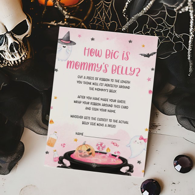 Åh Lakan Halloween Hur stort är Mommys Belly Game (Pink Oh Sheet Baby Shower How Big is Mommys Belly Game)