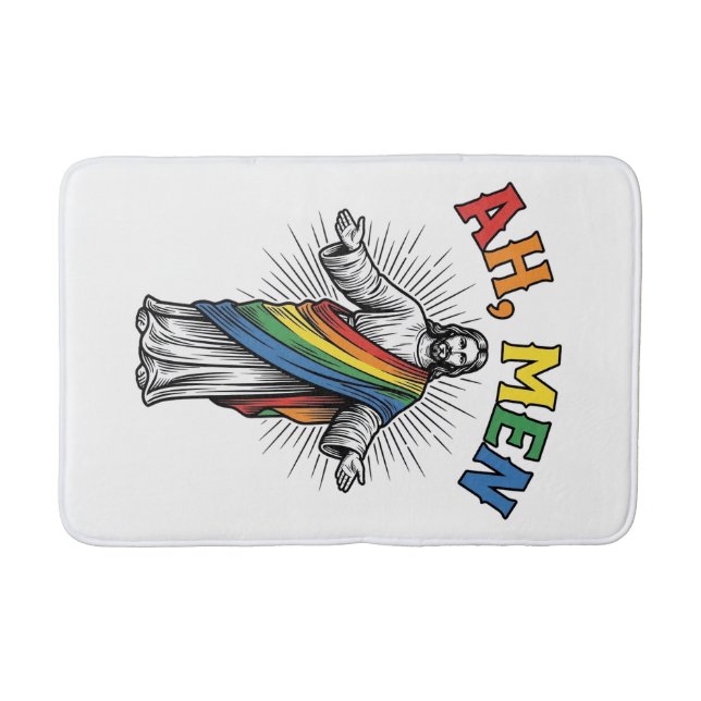 Ah Män Regnbåge Religiös Vintage Badrumsmatta (Framsidan)