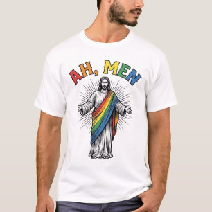 Ah Män Regnbåge Religiös Vintage Gravyr T Shirt