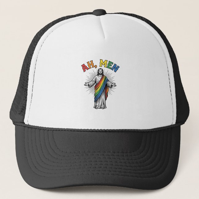 Ah Män Regnbåge Religiöst Vintage Keps (Framsida)
