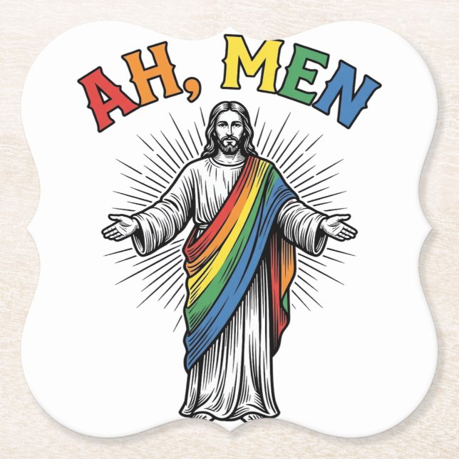Ah Män Regnbåge Religiöst Vintage Underlägg Papper (Framsida)
