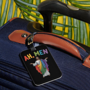 Ah män rolig HBTQ Gay Pride Jesus regnbågsflagga Bagagebricka