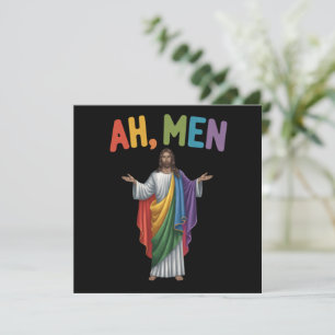 Ah män rolig HBTQ Gay Pride Jesus regnbågsflagga Inbjudningar