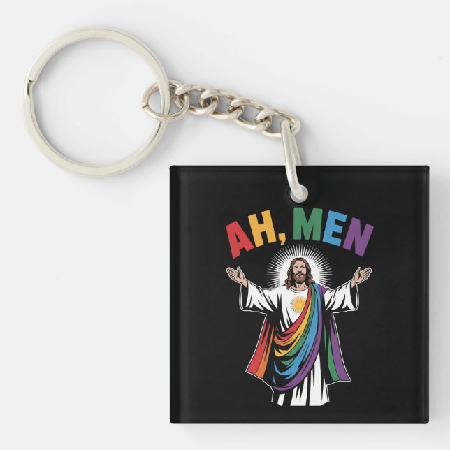 Ah män rolig Jesus HBTQ Homopride regnbåge (Framsidan)