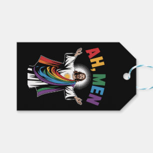 Ah män rolig Jesus HBTQ Homopride regnbåge Presentetikett