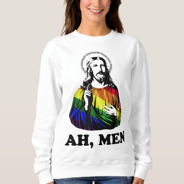Ah Manar Funny Jesus Christian Rainbow LGBT, Pride T Shirt (Framsida)