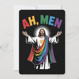 Ah Manar Funny Jesus HGBTQ Gay pride Rainbow Inbjudningar