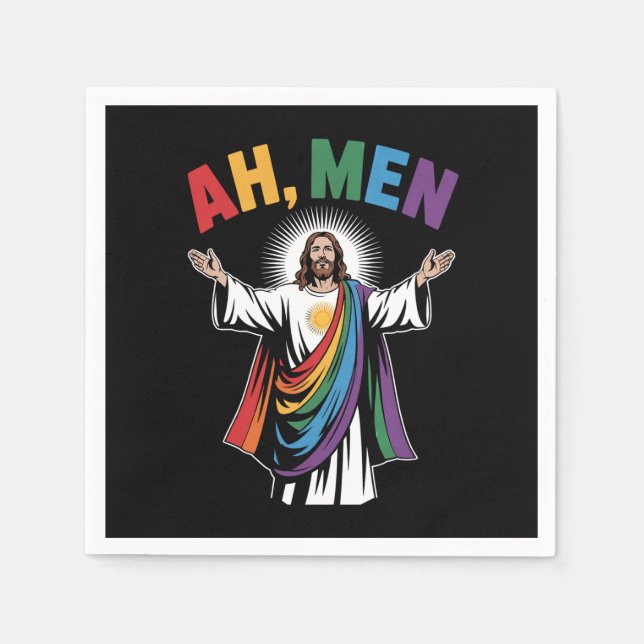 Ah Manar Funny Jesus HGBTQ Gay pride Rainbow Pappersservett (Framsidan)