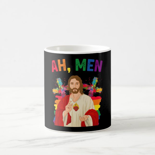 Ah Manar Funny LGBT Gay pride Jesus Christian Kaffemugg (Center)
