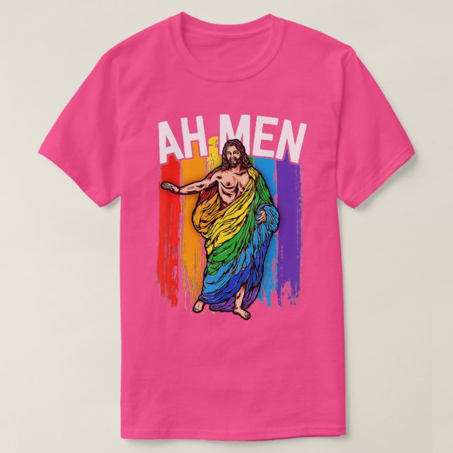 Ah Manar Gay Jesus LGBQ's Gifts Rainbow  T Shirt (Design framsida)