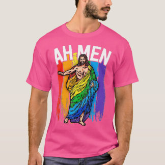 Ah Manar Gay Jesus LGBQ's Gifts Rainbow  T Shirt