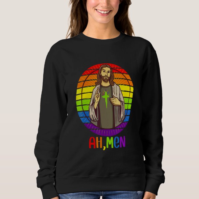 Ah Manar Gay pride Rainbow Flagga Lgbtq Saker Jesu T Shirt (Framsida)