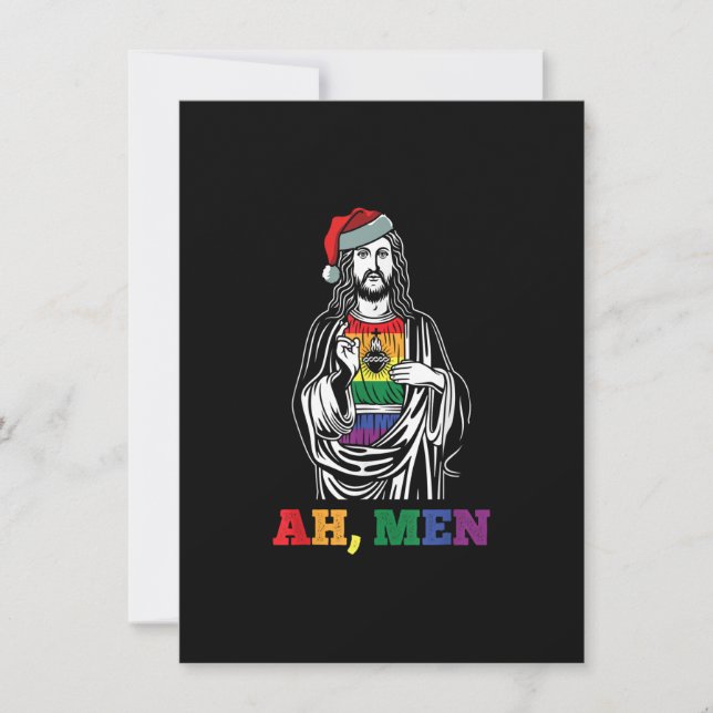 Ah Manar julklapp LGBT-Q Pride Julafton Jesus Gay Inbjudningar (Framsida)