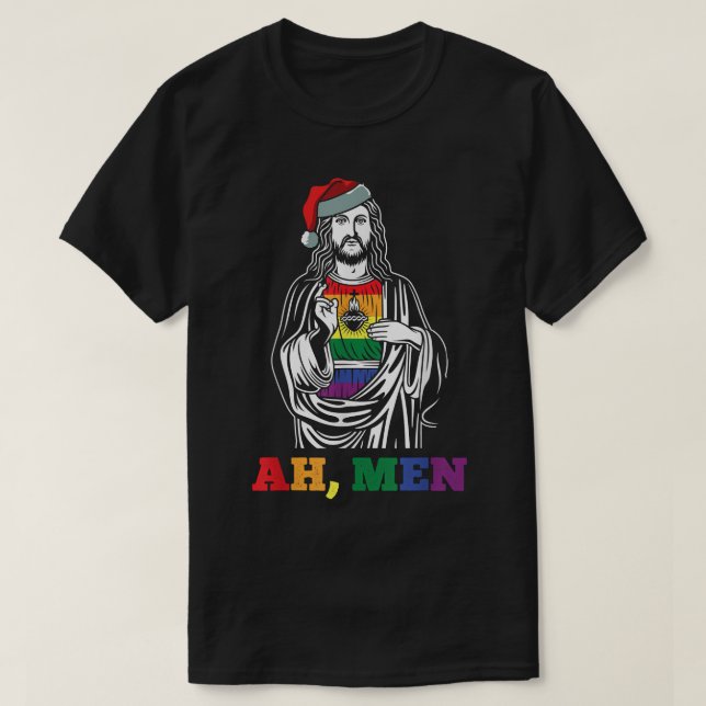 Ah Manar julklapp Pride Julafton Jesus Gay T Shirt (Design framsida)