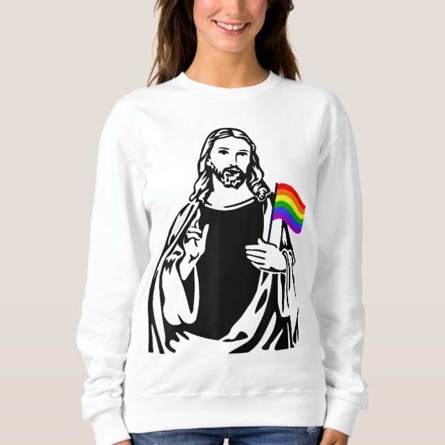 Ah Manar LGBT Gay Lesbisk Pride Jesus Rainbow Flag T Shirt (Framsida)