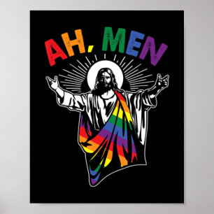 Ah Manar LGBT Gay pride Jesus Rainbow Flagga Chr Poster