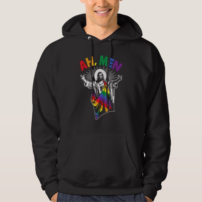 Ah Manar Lgbt Gay pride Jesus Rainbow Flagga Chris Hoodie (Framsida)
