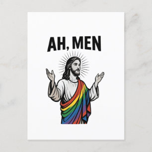 Ah Manar LGBT Gay pride Jesus Rainbow Helg Vykort