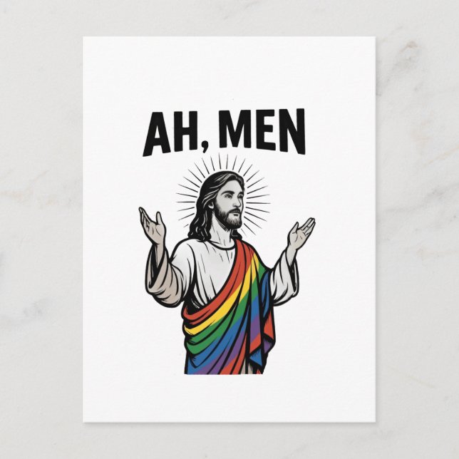 Ah Manar LGBT Gay pride Jesus Rainbow Helg Vykort (Framsida)